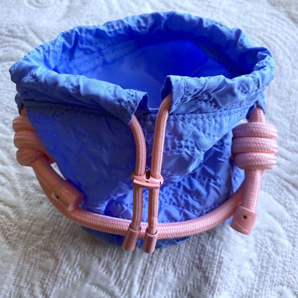 Dolce&Gabbana Periwinkle drawstring mini bucket bag | Pink Handles | metal ends